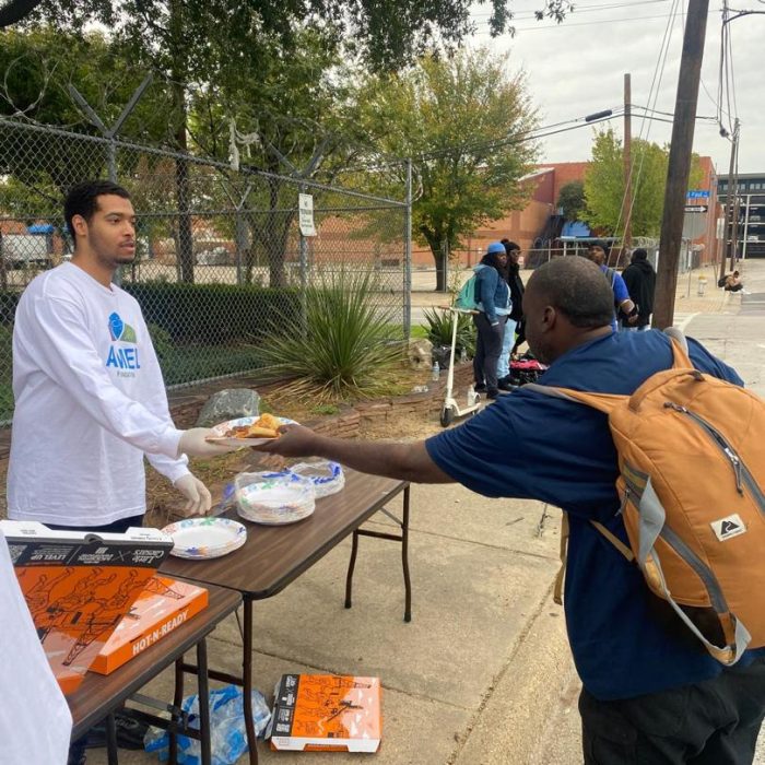 Feeding those in need in the streets.